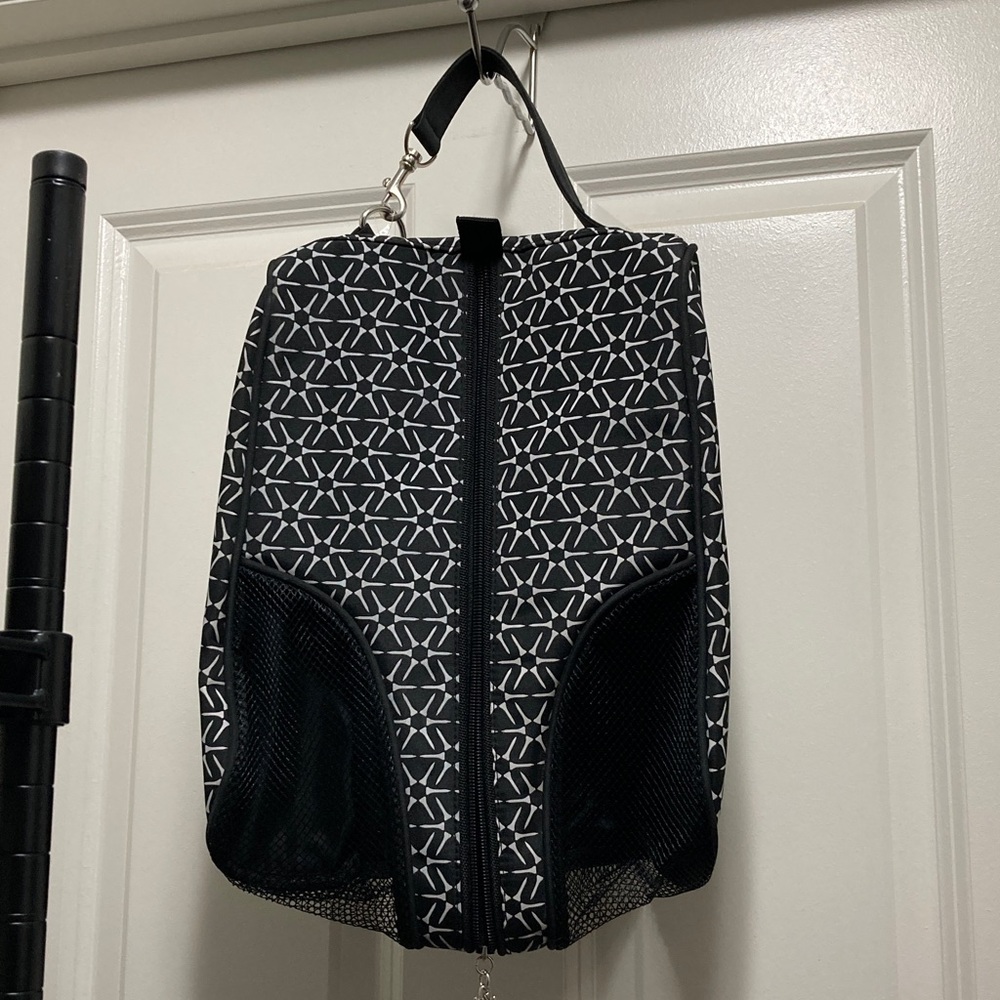 Black Geometric Travel Shoe Bag - Unbranded